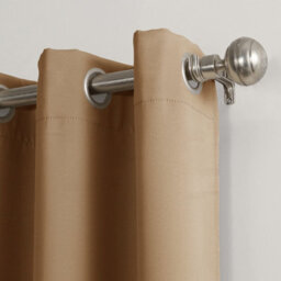 Ameha Thermal Thick Blackout Curtains Ready Made Eyelet Ring Top Beige Curtain Pair 90X90 With Tiebacks Bedroom Living Room Decor - thumbnail 5