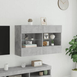 Berkfield Tv Wall Cabinet With Led Lights Concrete Grey 98.5X30X60.5 Cm - thumbnail 5
