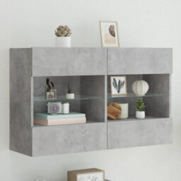 Berkfield Tv Wall Cabinet With Led Lights Concrete Grey 98.5X30X60.5 Cm