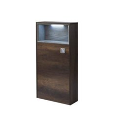 Homestylestore 600mm Dark Oak Floorstanding Bathroom Wc Unit Led Lit Shelf Pebble Toilet And Chrome Flush Button - thumbnail 2
