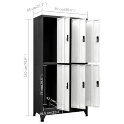 Berkfield Locker Cabinet Anthracite And White 90X45X180 Cm Steel - thumbnail 8