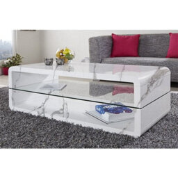 Furniture in Fashion Xono High Gloss Coffee Table With Shelf In Diva Marble Effect