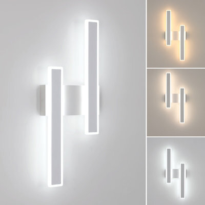 Pheashine White Double Linear Led Wall Light 32W 3 Colour Changing 3000K-6500K 44Cm Acrylic - image 1