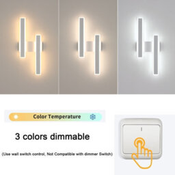 Pheashine White Double Linear Led Wall Light 32W 3 Colour Changing 3000K-6500K 44Cm Acrylic - thumbnail 2