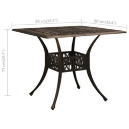 Berkfield Garden Table Bronze 90X90X73 Cm Cast Aluminium - thumbnail 6
