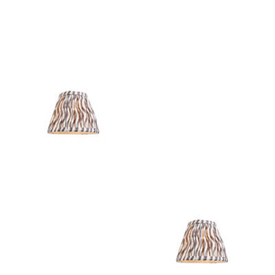 Loops Elegant Set Of 2 Handcrafted 16Cm Tapered Cylinder Lamp Shades In Pearl Grey Fabric - image 1