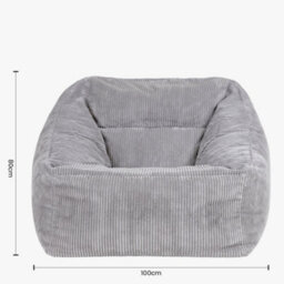 icon Natalia Large Beanbag And Pouffe Set Corduroy Light Grey - thumbnail 8