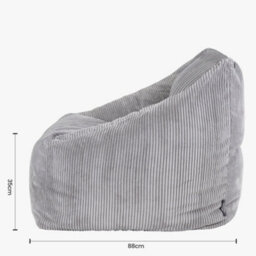 icon Natalia Large Beanbag And Pouffe Set Corduroy Light Grey - thumbnail 9