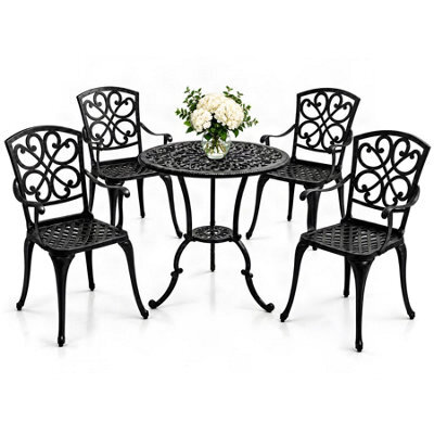 Centurion Supports Centurion Vivaldi Black 5-Piece Cast Aluminium Garden Bistro Set - Baroque Design For Patio, Balcony & Conservatory - image 1