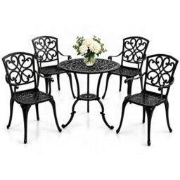Centurion Supports Centurion Vivaldi Black 5-Piece Cast Aluminium Garden Bistro Set - Baroque Design For Patio, Balcony & Conservatory - thumbnail 1