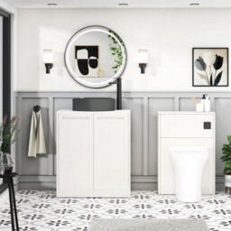 Royal Bathrooms Royal Bathroom Elmore 700mm Classic White Freestanding Countertop Bathroom Vanity Unit 2 Door With Art Round Basin - thumbnail 5