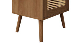 Bedside 2 Drawer Cabinet Walnut Rattan Birlea Croxley Side Table - thumbnail 6