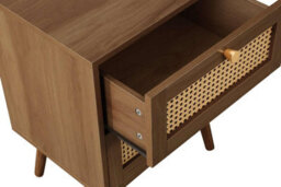 Bedside 2 Drawer Cabinet Walnut Rattan Birlea Croxley Side Table - thumbnail 5