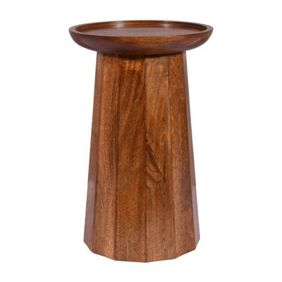 Elm Home And Products Elm Home And Garden Round Side End Lamp Table Dark Oak Finish Solid Mango Wood 60Cm High X 40Cm Wide X 40Cm Deep Fully Assembled - image 1