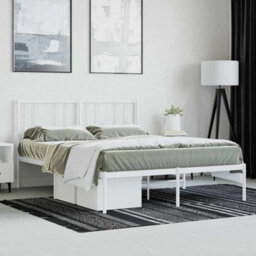 Vidaxl Metal Bed Frame Without Mattress With Headboard White 120X200Cm - thumbnail 4