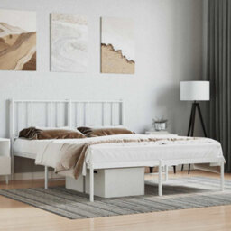 Vidaxl Metal Bed Frame Without Mattress With Headboard White 120X200Cm - thumbnail 1