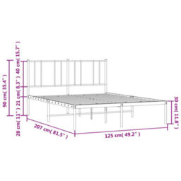 Vidaxl Metal Bed Frame Without Mattress With Headboard White 120X200Cm - thumbnail 3