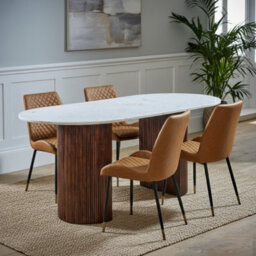 Tan Pu Leather Steel Legs Dining Chairs (Set Of 2) - thumbnail 9