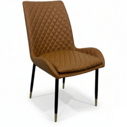Tan Pu Leather Steel Legs Dining Chairs (Set Of 2) - thumbnail 7