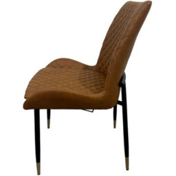 Tan Pu Leather Steel Legs Dining Chairs (Set Of 2) - thumbnail 5
