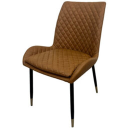 Tan Pu Leather Steel Legs Dining Chairs (Set Of 2) - thumbnail 4