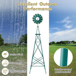 Gainoom 253Cm Green Ornamental Windmill All-Weather Metal Wind Mill Weathervane - thumbnail 9