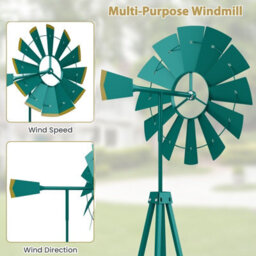 Gainoom 253Cm Green Ornamental Windmill All-Weather Metal Wind Mill Weathervane - thumbnail 5