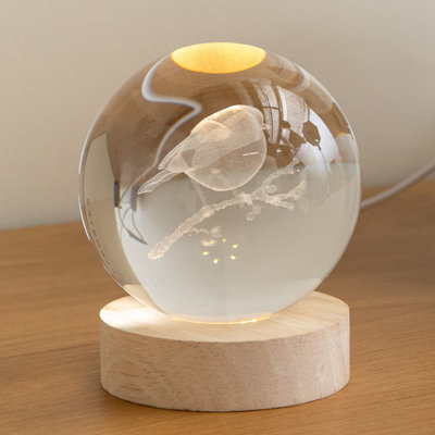 Samuel Alexander 10Cm Usb Powered Light Up Christmas Decoration 3D Robin Glass Globe - image 1