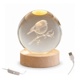Samuel Alexander 10Cm Usb Powered Light Up Christmas Decoration 3D Robin Glass Globe - thumbnail 8