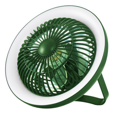 DAR Turbo Rechargeable Desk Fan With Lamp Green Led - image 1