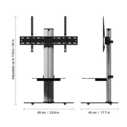 "Avf Eno 60Cm Pedestal Tv Stand With Shelf, For Tvs 32-55"" - Silver & Black Glass" - thumbnail 6