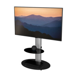 "Avf Eno 60Cm Pedestal Tv Stand With Shelf, For Tvs 32-55"" - Silver & Black Glass" - thumbnail 5