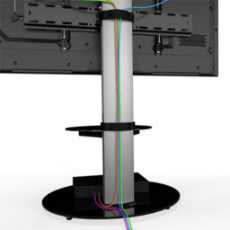 "Avf Eno 60Cm Pedestal Tv Stand With Shelf, For Tvs 32-55"" - Silver & Black Glass" - thumbnail 3
