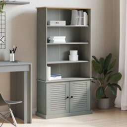 Vidaxl Bookcase Vigo Grey 85X35X170 Cm Solid Wood Pine - thumbnail 1