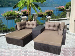 UK Leisure World Rattan Garden Wicker Outdoor Sun Lounger Sofa Furniture Set Cube Corner Dining Brown