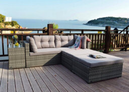 UK Leisure World Rattan Garden Wicker Outdoor Sun Lounger Sofa Furniture Set Cube Corner Dining Brown - thumbnail 3
