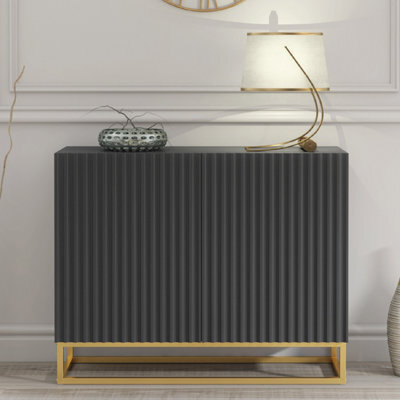 Creative Furniture Ripple Sideboard 100Cm - Dark Grey With Fluted Doors - image 1