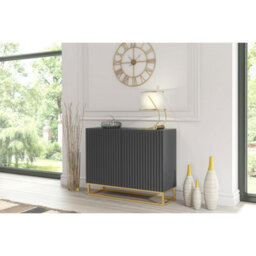 Creative Furniture Ripple Sideboard 100Cm - Dark Grey With Fluted Doors - thumbnail 6