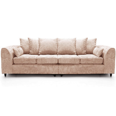 Furnishings For Less UK Monaco Chenille Fabric Long 4 Seater Sofa  Beige - image 1