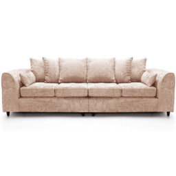 Furnishings For Less UK Monaco Chenille Fabric Long 4 Seater Sofa  Beige - thumbnail 1