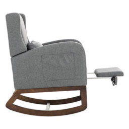 Living And Home Teddy Fleece Upholstered Wood Base Rocking Chair With Charging Ports - thumbnail 3