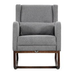 Living And Home Teddy Fleece Upholstered Wood Base Rocking Chair With Charging Ports - thumbnail 2