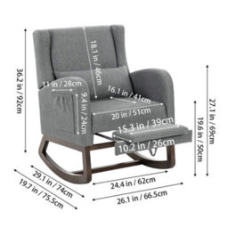 Living And Home Teddy Fleece Upholstered Wood Base Rocking Chair With Charging Ports - thumbnail 5