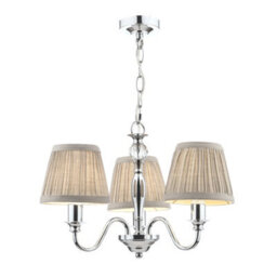 DAR Laura Ashley Ellis 3Lt Pendant Polished Chrome With Shades