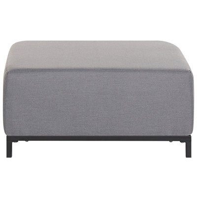 Beliani Water-Resistant Grey Fabric Ottoman With Matt-Black Aluminium Legs, Square Pouffe W83 X D83 X H38Cm - image 1