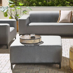 Beliani Water-Resistant Grey Fabric Ottoman With Matt-Black Aluminium Legs, Square Pouffe W83 X D83 X H38Cm - thumbnail 2