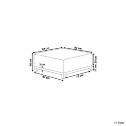 Beliani Water-Resistant Grey Fabric Ottoman With Matt-Black Aluminium Legs, Square Pouffe W83 X D83 X H38Cm - thumbnail 4