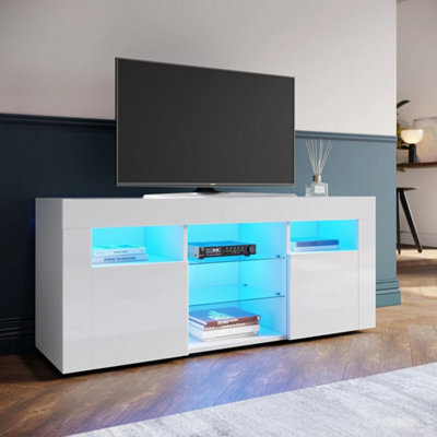 High Gloss Led Tv Stand Unit White Sideboard Storage Modern Living Room Cabinet - image 1