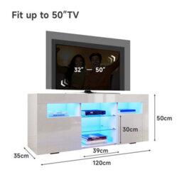 High Gloss Led Tv Stand Unit White Sideboard Storage Modern Living Room Cabinet - thumbnail 2