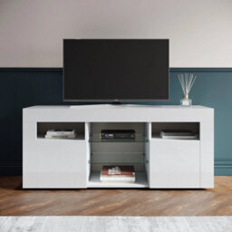 High Gloss Led Tv Stand Unit White Sideboard Storage Modern Living Room Cabinet - thumbnail 5